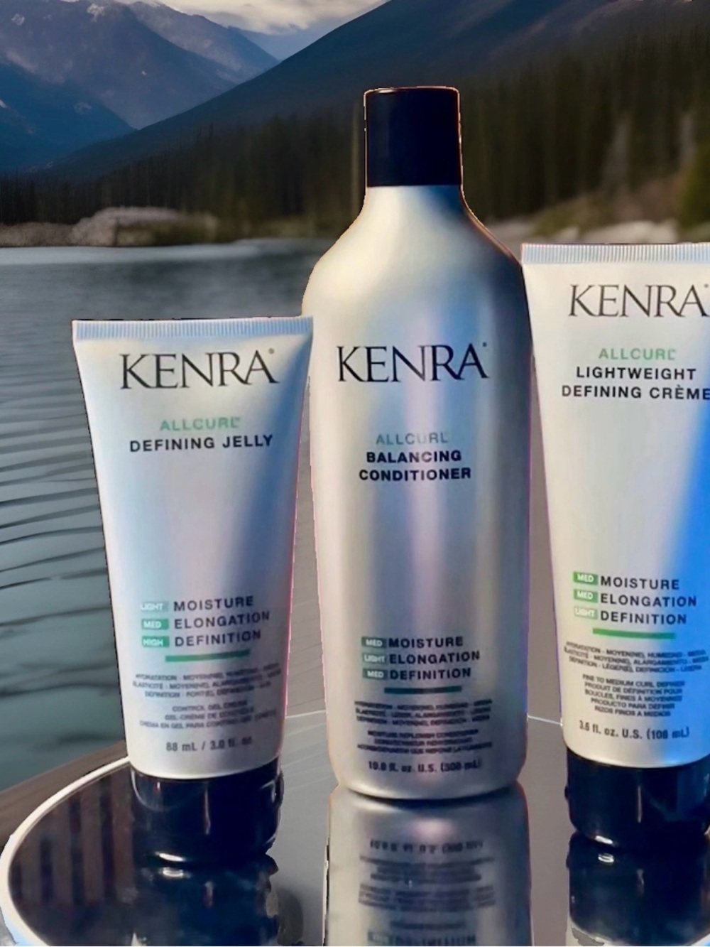KENRA AllCURL 3 Pc. Set- Balancing Conditioner, Defining Jelly & Curl Crème ~NEW